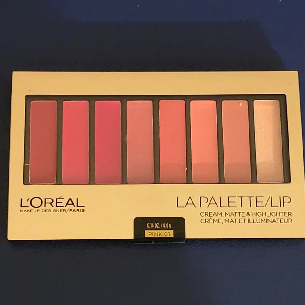 LOREAL LA PALETTE Lip Cream Matte & Highligther Palette Pink 01 sealed NEW